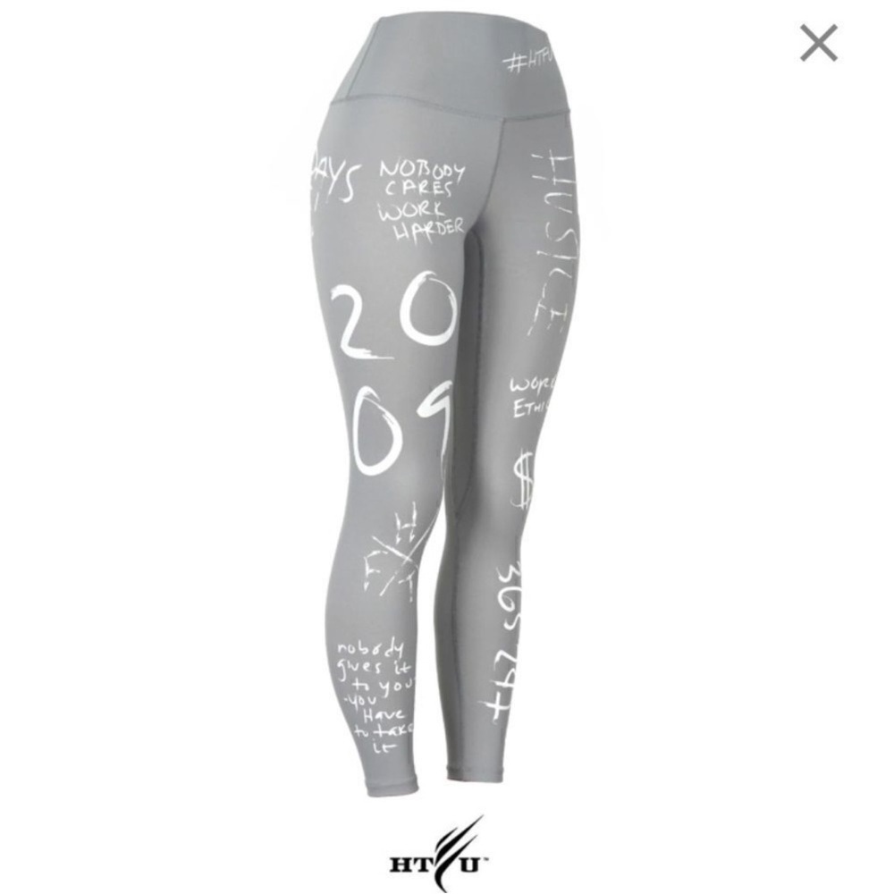 HTFU Analog V4  Limited Edition High Rise Gray Motivational Leggings, M